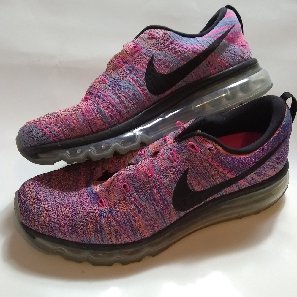 Nike Shoes Women's 9.5 Flyknit Max Athletic Running #620659-404 Pink Multi EUC